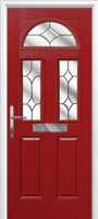 2 Panel 2 Square 1 Arch Crystal Diamond Composite Front Door in Red