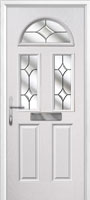 2 Panel 2 Square 1 Arch Crystal Diamond Composite Front Door in White