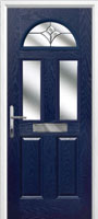 2 Panel 2 Square 1 Arch Crystal Tulip Composite Front Door in Dark Blue
