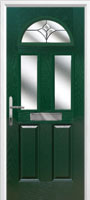 2 Panel 2 Square 1 Arch Crystal Tulip Composite Front Door in Green