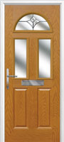 2 Panel 2 Square 1 Arch Crystal Tulip Composite Front Door in Oak