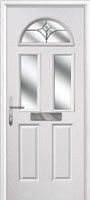 2 Panel 2 Square 1 Arch Crystal Tulip Composite Front Door in White