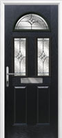 2 Panel 2 Square 1 Arch Elegance Composite Front Door in Black