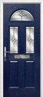 2 Panel 2 Square 1 Arch Elegance Composite Front Door in Dark Blue