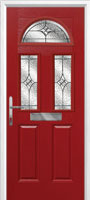 2 Panel 2 Square 1 Arch Elegance Composite Front Door in Red