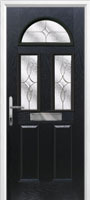 2 Panel 2 Square 1 Arch Flair Composite Front Door in Black