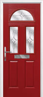 2 Panel 2 Square 1 Arch Flair Composite Front Door in Red