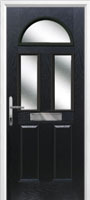 2 Panel 2 Square 1 Arch Glazed Composite Front Door in Black