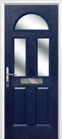 2 Panel 2 Square 1 Arch Glazed Composite Front Door in Dark Blue