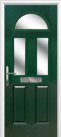 2 Panel 2 Square 1 Arch Glazed Composite Front Door in Green
