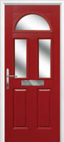 2 Panel 2 Square 1 Arch Glazed Composite Front Door in Red