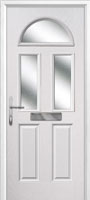 2 Panel 2 Square 1 Arch Glazed Composite Front Door in White