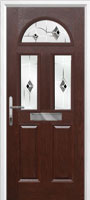 2 Panel 2 Square 1 Arch Murano Composite Front Door in Darkwood