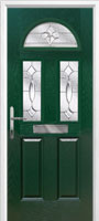 2 Panel 2 Square 1 Arch Zinc/Brass Art Clarity Composite Front Door in Green