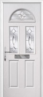 2 Panel 2 Square 1 Arch Zinc/Brass Art Clarity Composite Front Door in White