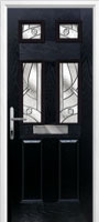 2 Panel 4 Square Abstract Composite Front Door in Black