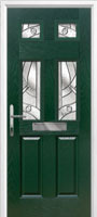 2 Panel 4 Square Abstract Composite Front Door in Green