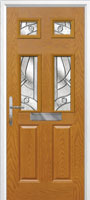 2 Panel 4 Square Abstract Composite Front Door in Oak
