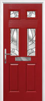 2 Panel 4 Square Abstract Composite Front Door in Red