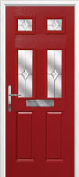 2 Panel 4 Square Classic Composite Front Door in Red