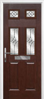 2 Panel 4 Square Elegance Composite Front Door in Darkwood