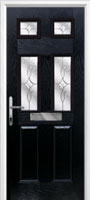 2 Panel 4 Square Flair Composite Front Door in Black