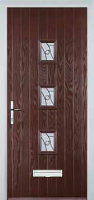 3 Square (centre) Abstract Composite Front Door in Darkwood