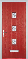 3 Square (centre) Elegance Composite Front Door in Red