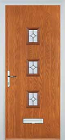 3 Square (centre) Flair Composite Front Door in Oak