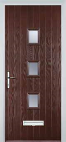 3 Square (centre) Glazed Composite Front Door in Darkwood