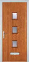 3 Square (centre) Glazed Composite Front Door in Oak