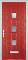 3 Square (centre) Glazed Composite Front Door in Red