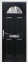 4 Panel 1 Arch Abstract Composite Front Door in Black