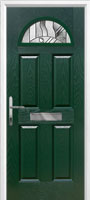 4 Panel 1 Arch Abstract Composite Front Door in Green