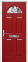 4 Panel 1 Arch Abstract Composite Front Door in Red