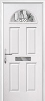 4 Panel 1 Arch Abstract Composite Front Door in White