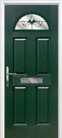 4 Panel 1 Arch Crystal Bohemia Composite Front Door in Green