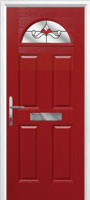 4 Panel 1 Arch Crystal Bohemia Composite Front Door in Red