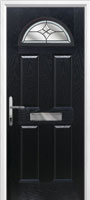 4 Panel 1 Arch Crystal Harmony Composite Front Door in Black