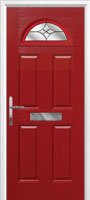 4 Panel 1 Arch Crystal Harmony Composite Front Door in Red