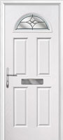 4 Panel 1 Arch Crystal Harmony Composite Front Door in White