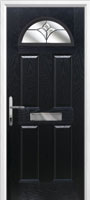 4 Panel 1 Arch Crystal Tulip Composite Front Door in Black
