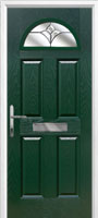 4 Panel 1 Arch Crystal Tulip Composite Front Door in Green