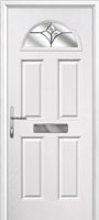 4 Panel 1 Arch Crystal Tulip Composite Front Door in White
