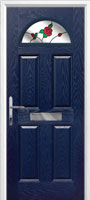 4 Panel 1 Arch English Rose Composite Front Door in Dark Blue