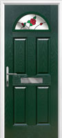 4 Panel 1 Arch English Rose Composite Front Door in Green