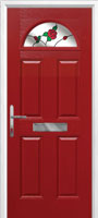 4 Panel 1 Arch English Rose Composite Front Door in Red