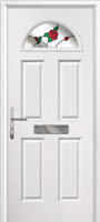4 Panel 1 Arch English Rose Composite Front Door in White