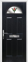 4 Panel 1 Arch Fleur Composite Front Door in Black
