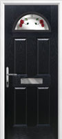 4 Panel 1 Arch Mackintosh Rose Composite Front Door in Black